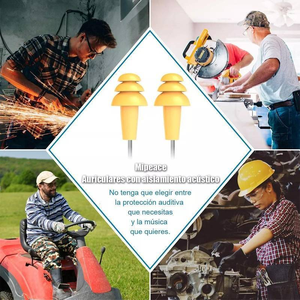 Écouteurs intra-auriculaires filaires avec prise jack 3,5 mm, câble en nylon bleu, écouteurs orange avec télécommande et micro pour le sport et l'isolation du bruit industriel - Product Image 3
