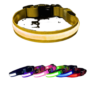 <span class=keywords><strong>Collar</strong></span> de nailon para perro mascota con carga USB para entrenamiento táctico eléctrico brillante grueso con luz LED de lujo con logotipo personalizado al por mayor - Product Image 1