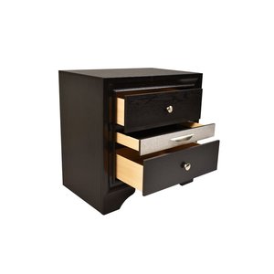Traditional Style 2 <b>Drawer</b> Nightstand Wood Black Color <b>Storage</b> <b>Drawers</b> - Product Image 4