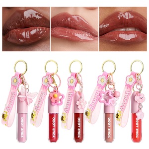 Set Lipgloss Anak Vegan Tahan Lama Anti Air Lucu dengan Label Pribadi, <span class=keywords><strong>Lip</strong></span> <span class=keywords><strong>Gloss</strong></span> Cair Mengkilap dan Mempertebal Bibir, Dilengkapi Gantungan Kunci - Product Image 2