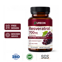 Capsules de Resvératrol Pureon, directement de l'usine, 100% pures et puissantes pour l'entretien cellulaire, complément alimentaire pour adultes
