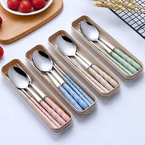 Portable Ceramic and Stainless Steel Tableware Box with Fork