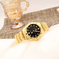 Jam tangan pasangan mewah, lapisan emas 24K untuk pria dan wanita tanggal kalender