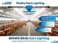 Ampoule LED pour poulailler 130lm/W AC100-265V/DC48V IP67 Étanche Gradation 0-100% Éclairage pour ferme avicole