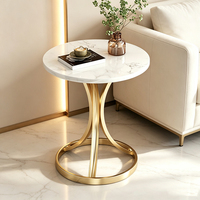 Table d'appoint ronde moderne avec structure en métal pour le coin du canapé du salon