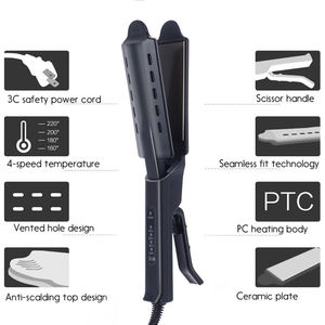 Cadeaux de fête : Brosse lissante et fer à friser en céramique à température réglable sur quatre niveaux, peigne chauffant pour la maison, outils capillaires - Product Image 2