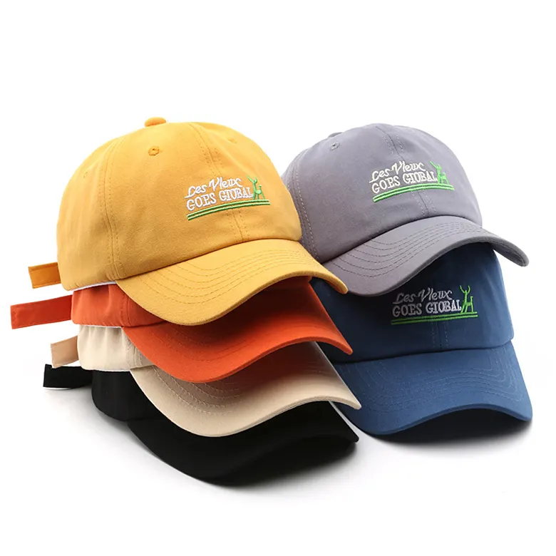 Ucuz özel Unisex moda yüksek kalite 6 Panel düz % 100% pamuk boş baba şapka, yapılandırılmamış nakışlı Logo beyzbol şapkası