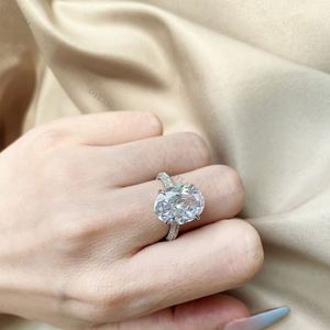 Bagues en argent Dylam pour hommes, modèles solitaires, idées pour fiançailles, grandes pierres précieuses ovales avec pavé de zircons, bagues de mariée en argent et zircon - Product Image 3