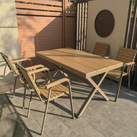 Ensemble table et chaises WPC minimaliste pour extérieur, imperméable et durable, idéal pour parc, patio, jardin, terrasse, balcon, salle à manger de loisirs
