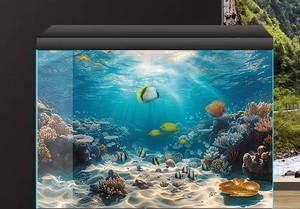Nhãn dán nền bể cá, hình ảnh độ nét cao 3D nhìn ra biển, nhãn dán trang trí cảnh quan hồ cá 5D - Product Image 3