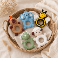 KaiyueCrochet Hochet pour bébé Amigurumi, Anneau de dentition animal, Jouet sensoriel pour nouveau-né, Anneau de dentition tricoté à la main pour nourrisson, Cadeau personnalisé pour la naissance