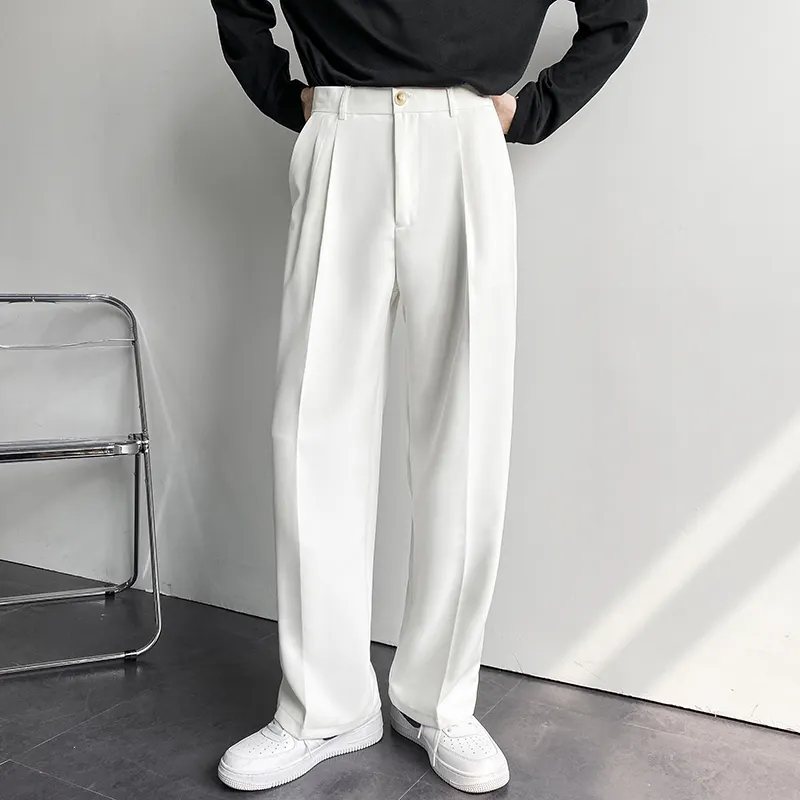 Abiti da uomo Casual pantaloni da uomo alla moda Streetwear cinesi abito nero pantaloni bianchi pantaloni eleganti da uomo pantaloni eleganti aderenti