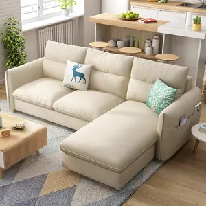 Canapé de salon de style nordique pas cher canapé sectionnel en forme de L canapés de salon en tissu pour petit appartement