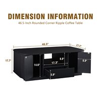 Table basse moderne texturée à ondulations, durable et cannelée, avec rangement et coins arrondis, idéale pour les salons et les bureaux à domicile