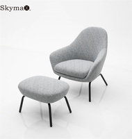 Skymax Chaise Longue Chaise avec Pouf en Acier et en Bois Chaise de Conférence pour Invités Chaise Longue pour Salon