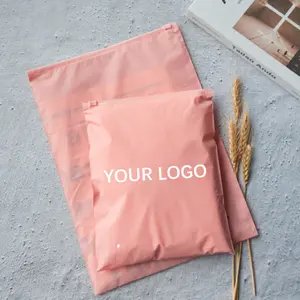 customized print logo pink zipper bag pvc eva frosted plastic zip lock packaging transparent clear bag for clothing