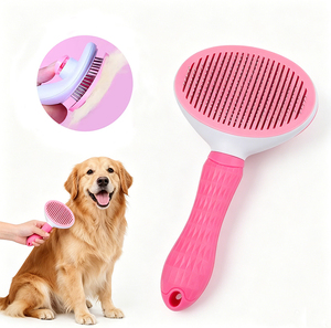 Brosse et peignes auto-nettoyants Hengtuo pour le bain et le toilettage des animaux, faciles à utiliser, en plastique, design simple, pour enlever les poils de chien et de chat - Product Image 1