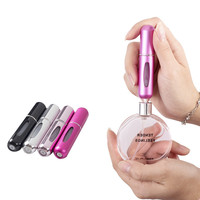 Vente en gros de vaporisateurs de parfum portables miniatures en aluminium de 5 ml, rechargeables, à pompe, flacon de parfum unique