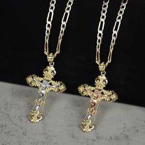 Collana con ciondolo a croce in oro placcato 14k in oro nero con ciondolo catholico religioso rosa oro bianco taglio diamante gioielli di fascino - Product Image 6