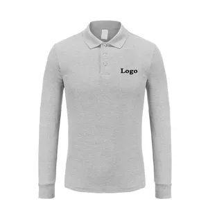 Fashion polo long sleeve printed men's polo shirt polyester cotton long sleeve polo shirt for boy