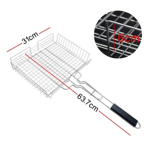 Cesta de Acero Inoxidable para Asar Carne y Verduras, Accesorio para Barbacoa de Carbón de Bambú, <span class=keywords><strong>Malla</strong></span> Metálica Antiadherente Resistente al Calor - Product Image 2