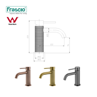 Robinet de lavabo haut de gamme Frascio en laiton chromé et acier inoxydable 304, design moleté, montage sur plan, pour salle de bain moderne