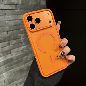 เคสโทรศัพท์แบบใสแม่เหล็กดูดติดหรูหราสำหรับ iPhone 17 16 Pro Max 15 14 13 12 Plus, เคส iPhone 17 สีส้มด้าน - Product Image 2
