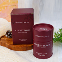 Bougie parfumée artisanale haut de gamme transfrontalière pour mariage, en cire de soja, parfum citron, boîte en fer mat, coffret cadeau en stock