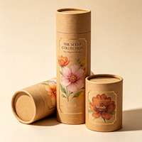 Tube en carton kraft de luxe pour cadeaux, acceptant les créations personnalisées, estampage à chaud doré, emballage écologique pour parfums et marchandises.