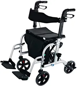 TONIA Aluminum Transit Wheelchair/ Rollator Walker With Footrest And Soft Seat TRA08