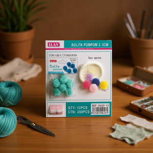 Ilan <b>Wool</b> Pompom 3.0 Cm Turquoise Color <b>Craft</b> Supply - Product Image 3