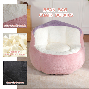 <b>Round</b> Oversized Ergonomic Bean Bag <b>Chair</b>, Soft Fabric Single Seat Leisure Beanbag <b>Sofa</b> for Home Indoor Use - Product Image 4
