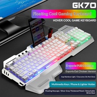Clavier de jeu GK70, touches flottantes, rétroéclairage filaire, plaque métallique, avec repose-poignets et bouton détachables, clavier de jeu pour joueurs