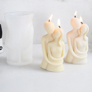 Cetakan silikon pelukan pasangan plester Resin lilin DIY kerajinan 3D orang cetakan patung untuk dekorasi rumah hadiah pernikahan kenang-kenangan romantis - Product Image 4