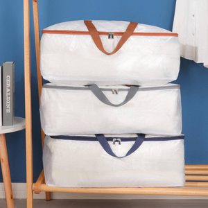 Thêm công suất lớn quần áo bộ đồ giường Comforter underbed lưu trữ Organizer rõ ràng lưu trữ túi với dây kéo - Product Image 4