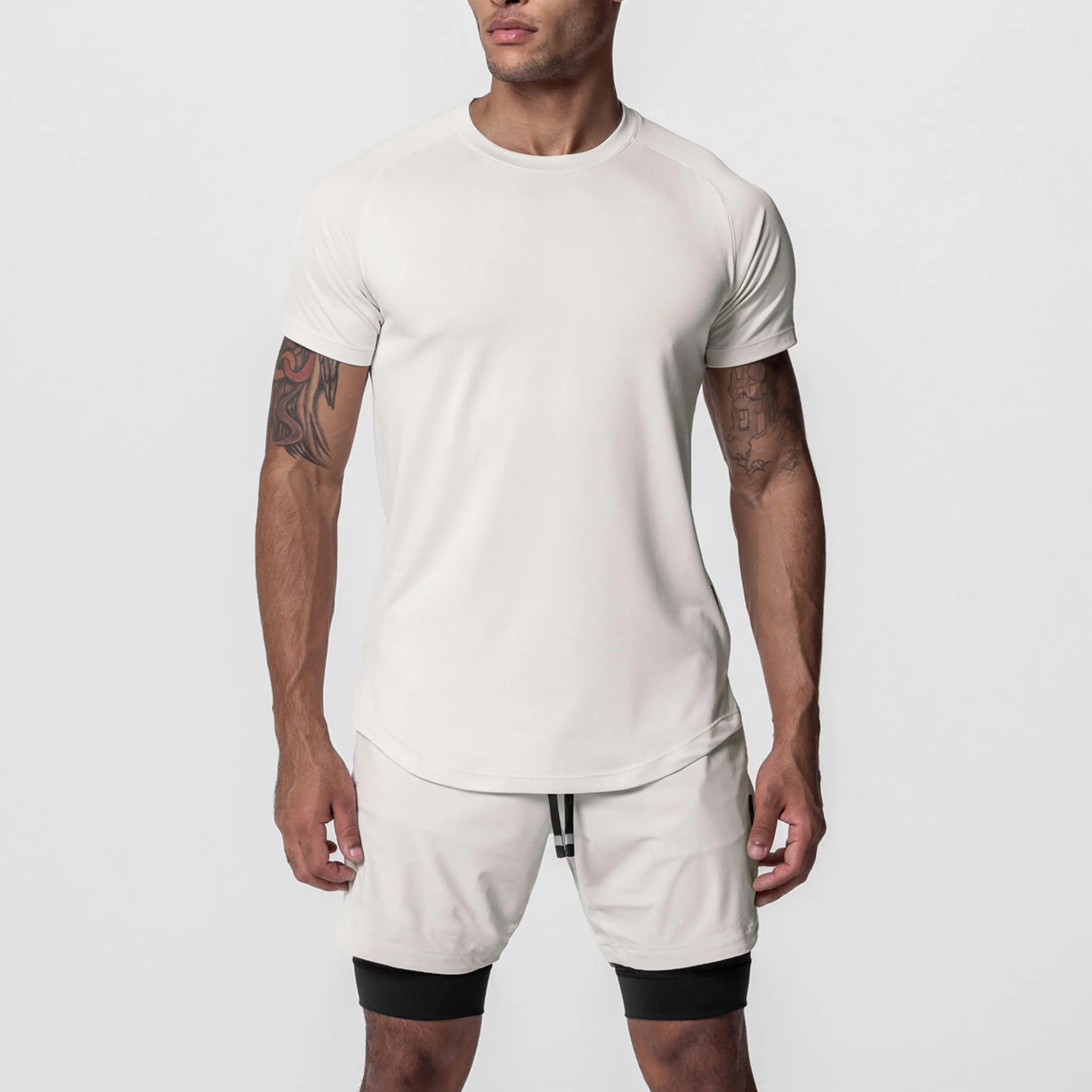 Мужская спортивная рубашка с коротким рукавом, простая футболка для бега, тренажерного зала, тренировок, быстросохнущая футболка