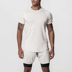 Erkekler spor gömlek kısa kollu düz koşu spor egzersiz üst eğitim hızlı kuru tişört