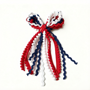 Nastro disordinato personalizzabile con fiocco patriottico con fermaglio in alligatore o archetti in Nylon mancano di fiocco a nastro disordinato indipendente - Product Image 1