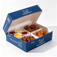 Boîte à poulet frit personnalisée avec impression, avec compartiment à sauce, de haute qualité, pour plats à emporter, résistante à la graisse, pour poulet et noix