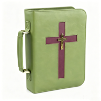 Housse de Bible en cuir vegan, sac de transport pour Bible avec poche pour téléphone, étui pour Bible pour hommes et femmes, grand format avec fermeture éclair