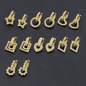 Jxx new arrival quality fashion design zircon hoop huggie earrings wholesale women 24k dubai gold huggie earrings jewelry