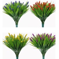Plantes artificielles en gros : Bouquet de plantes en pot de lavande violette à sept têtes, style herbe de printemps, pour décoration