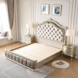 Meubles de chambre à coucher de style américain, lit en bois massif, lit king size luxueux capitonné, lit king size en bois - Product Image 4