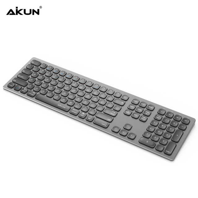 AIKUN Rechargeable BT/ Wireless Aluminium Keyboard 106 Quiet Keys,13 Shortcuts, Numeric Keypad,Auto Power Saving,Scissor Switch