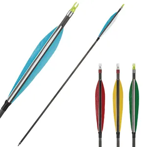 Traditional Recurve Bow 32 33 34 35 36 Inches Arrows Carbon Shaft 6 Inch Turkey Feather Vanes Points for Hunting Archery Longbow