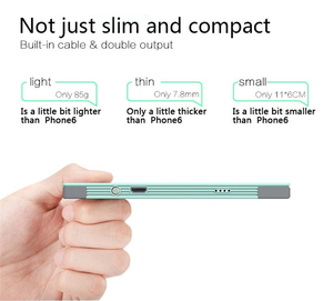 Chine Mini taille carte de <span class=keywords><strong>crédit</strong></span> 4000mah Portable <span class=keywords><strong>téléphone</strong></span> portable Charge rapide batterie Li-polymère batterie Power <span class=keywords><strong>Bank</strong></span> avec câble intégré - Product Image 2