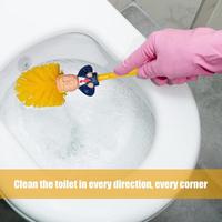 Brosse de toilette au design amusant avec rotation à 360° °   Outil de nettoyage de salle de bain innovant, base à drainage rapide et poils jaunes