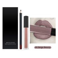 Lot de rouges à lèvres liquides mats en gros avec crayon à lèvres, coffret cadeau de maquillage, kits de gloss à lèvres personnalisés et waterproof