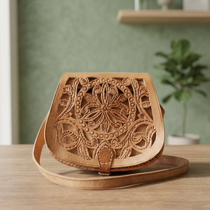 Sac bandoulière unisexe en toile avec motif floral sculpté, style classique, poignée souple, durable, fait main, avec roulettes pivotantes pour le voyage et le rangement - Product Image 1