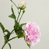 Zhuoou bunga buatan buatan, bunga mawar merah muda peony dekorasi bunga buatan batang panjang tunggal bunga peony palsu
